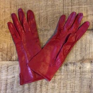 Red leather driving gloves